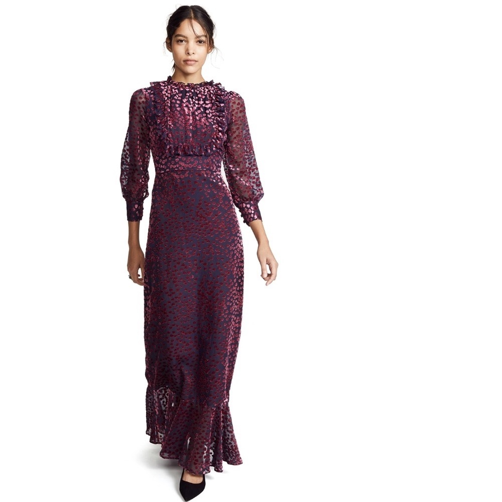 Cynthia Rowley Velvet Heart Maxi Dress: Tuxedo Front/Confetti Hearts